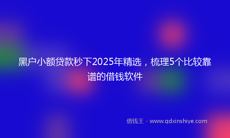 黑户小额贷款秒下2025年精选，梳理5个比较靠谱的借钱软件