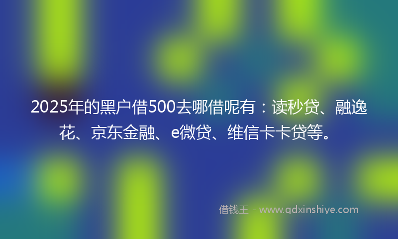 2025年的黑户借500去哪借呢有：读秒贷、融逸花、京东金融、e微贷、维信卡卡贷等。