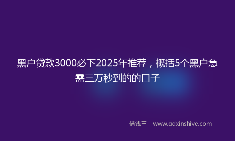 黑户贷款3000必下2025年推荐，概括5个黑户急需三万秒到的的口子