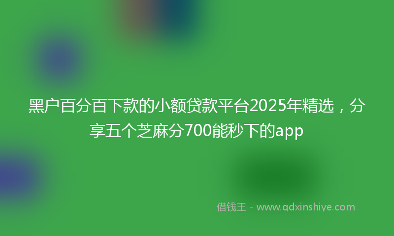 黑户百分百下款的小额贷款平台2025年精选，分享五个芝麻分700能秒下的app