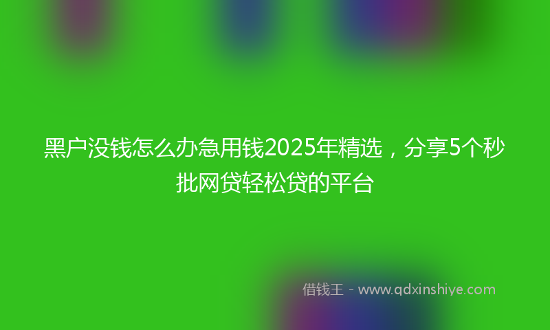 黑户没钱怎么办急用钱2025年精选，分享5个秒批网贷轻松贷的平台