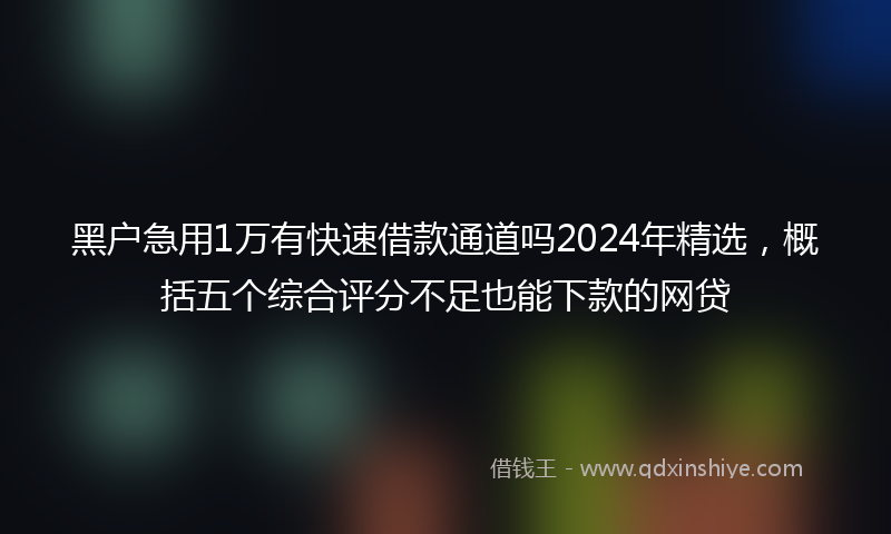 黑户急用1万有快速借款通道吗2024年精选，概括五个综合评分不足也能下款的网贷