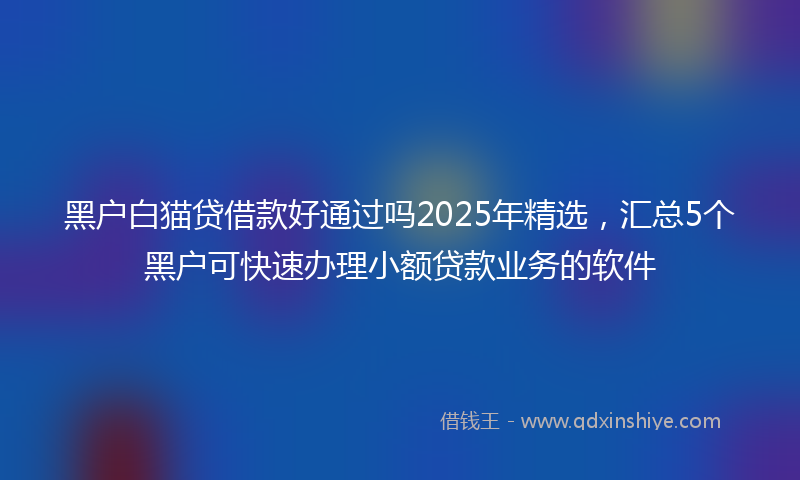 黑户白猫贷借款好通过吗2025年精选，汇总5个黑户可快速办理小额贷款业务的软件