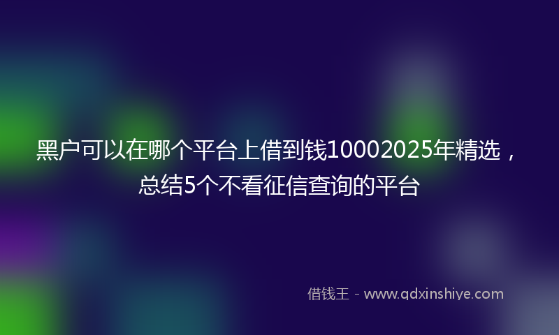 黑户可以在哪个平台上借到钱10002025年精选，总结5个不看征信查询的平台
