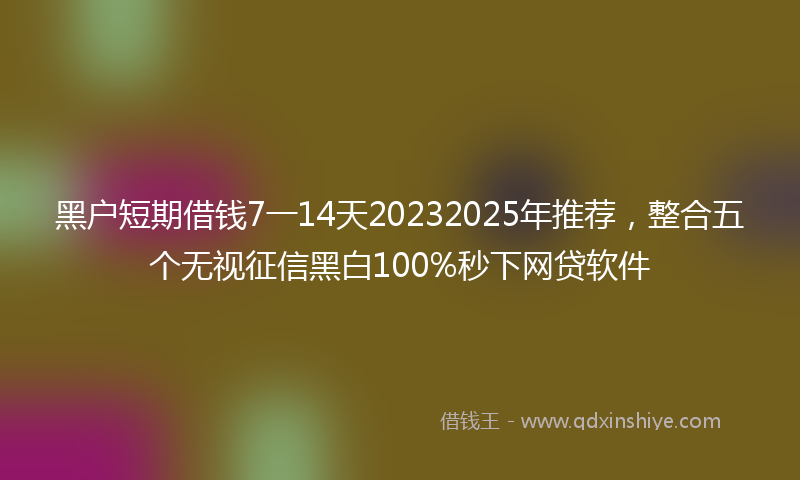 黑户短期借钱7一14天20232025年推荐，整合五个无视征信黑白100%秒下网贷软件