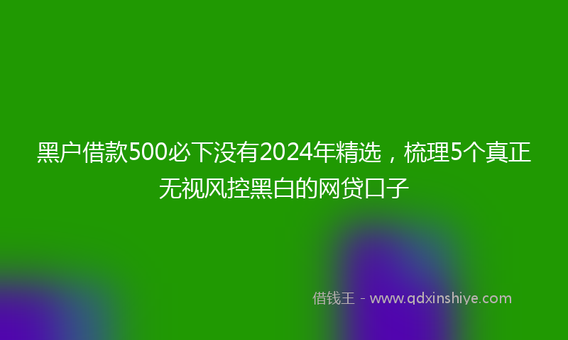 黑户借款500必下没有2024年精选，梳理5个真正无视风控黑白的网贷口子