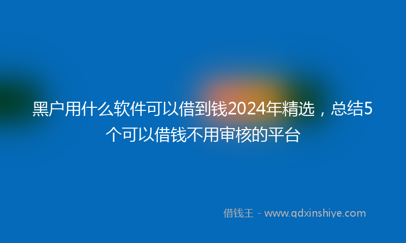 黑户用什么软件可以借到钱2024年精选，总结5个可以借钱不用审核的平台