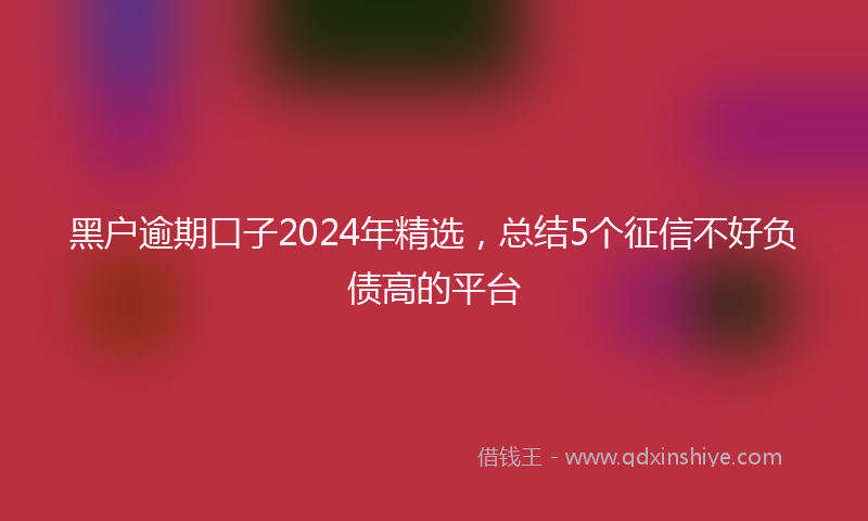 黑户逾期口子2024年精选，总结5个征信不好负债高的平台