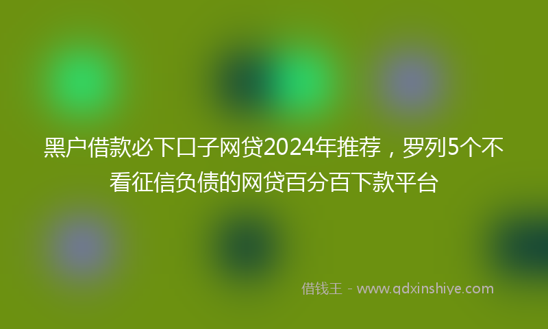 黑户借款必下口子网贷2024年推荐，罗列5个不看征信负债的网贷百分百下款平台