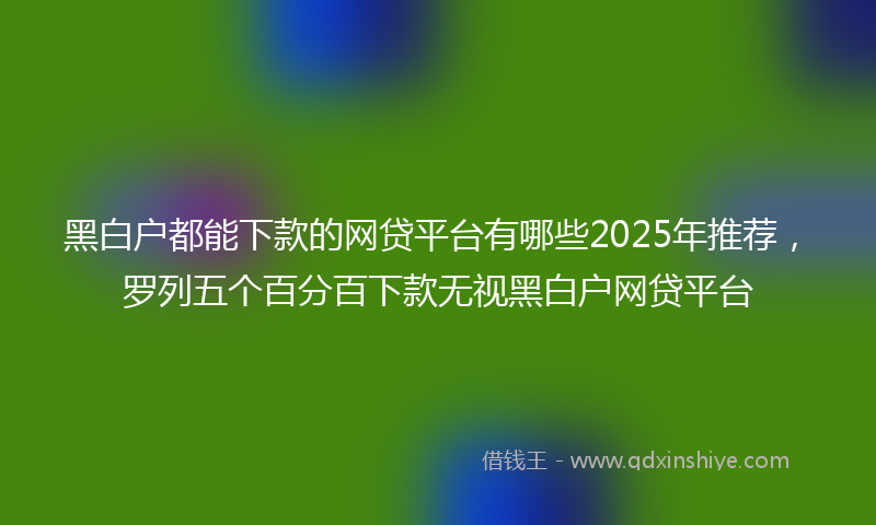 黑白户都能下款的网贷平台有哪些2025年推荐，罗列五个百分百下款无视黑白户网贷平台