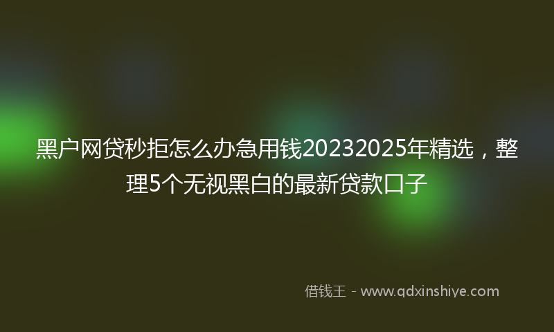 黑户网贷秒拒怎么办急用钱20232025年精选，整理5个无视黑白的最新贷款口子