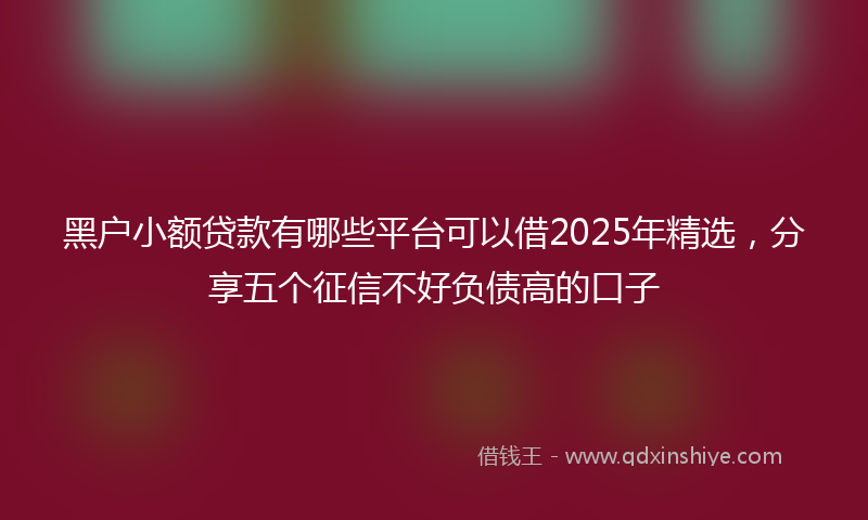 黑户小额贷款有哪些平台可以借2025年精选，分享五个征信不好负债高的口子
