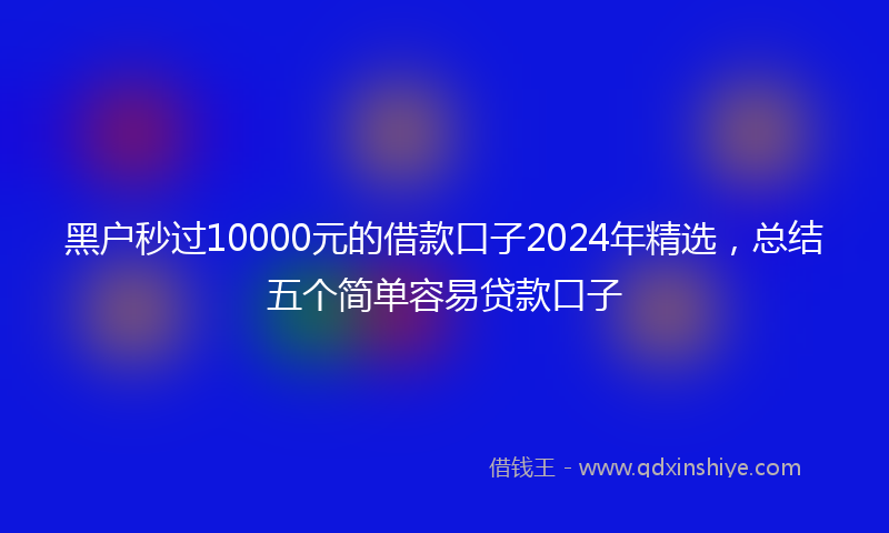 黑户秒过10000元的借款口子2024年精选，总结五个简单容易贷款口子