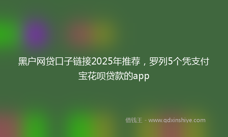 黑户网贷口子链接2025年推荐，罗列5个凭支付宝花呗贷款的app