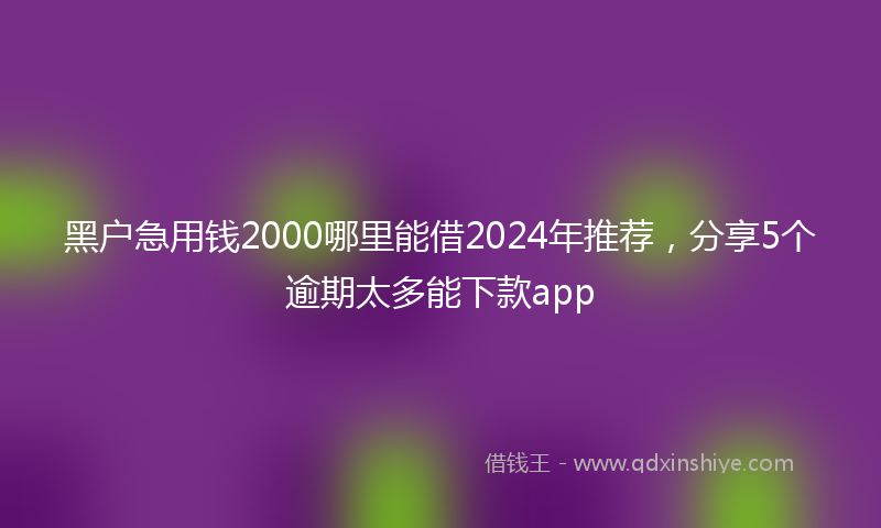黑户急用钱2000哪里能借2024年推荐，分享5个逾期太多能下款app
