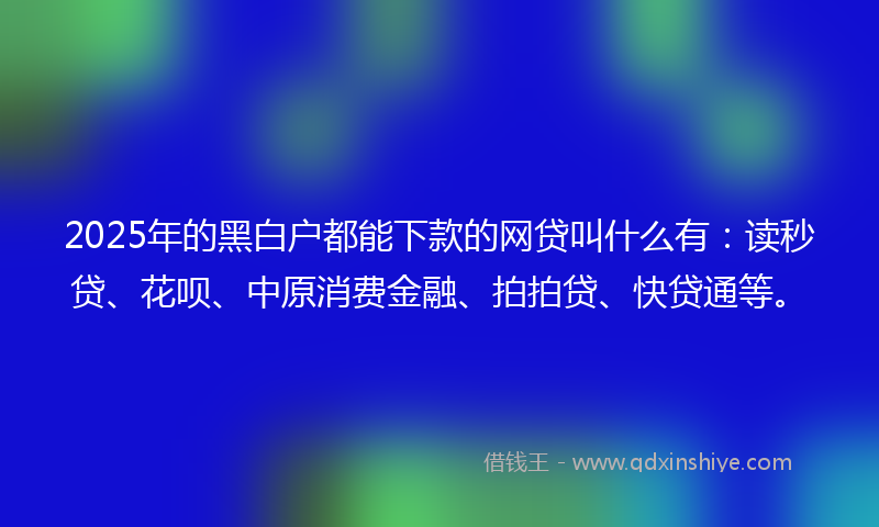 2025年的黑白户都能下款的网贷叫什么有：读秒贷、花呗、中原消费金融、拍拍贷、快贷通等。