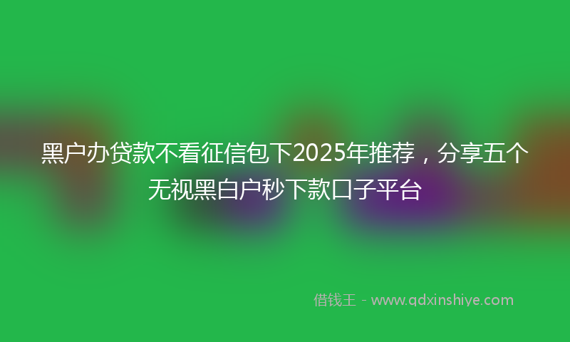 黑户办贷款不看征信包下2025年推荐，分享五个无视黑白户秒下款口子平台