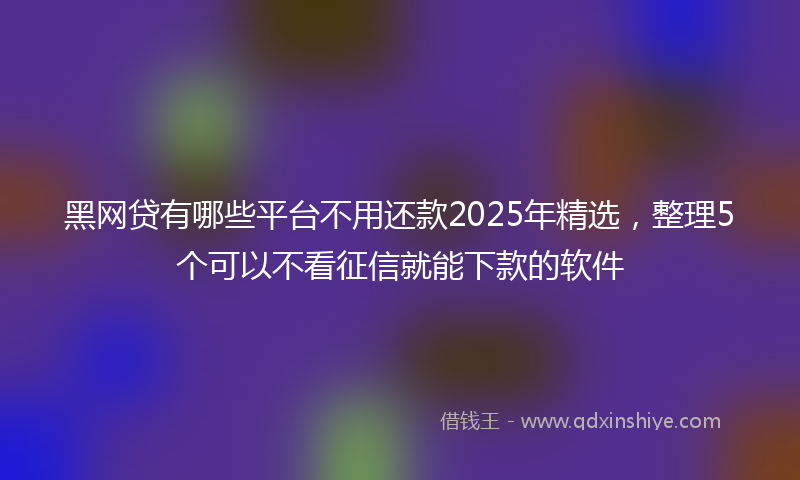 黑网贷有哪些平台不用还款2025年精选，整理5个可以不看征信就能下款的软件