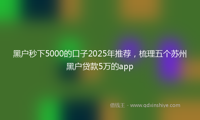黑户秒下5000的口子2025年推荐，梳理五个苏州黑户贷款5万的app