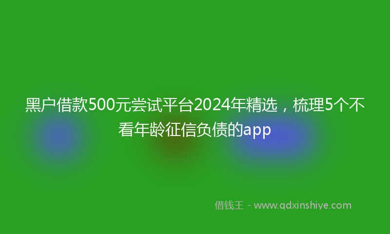 黑户借款500元尝试平台2024年精选，梳理5个不看年龄征信负债的app