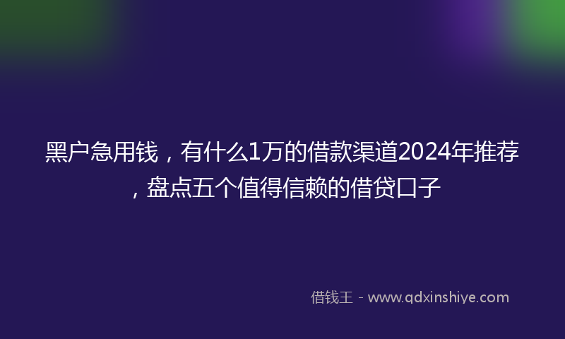黑户急用钱，有什么1万的借款渠道2024年推荐，盘点五个值得信赖的借贷口子