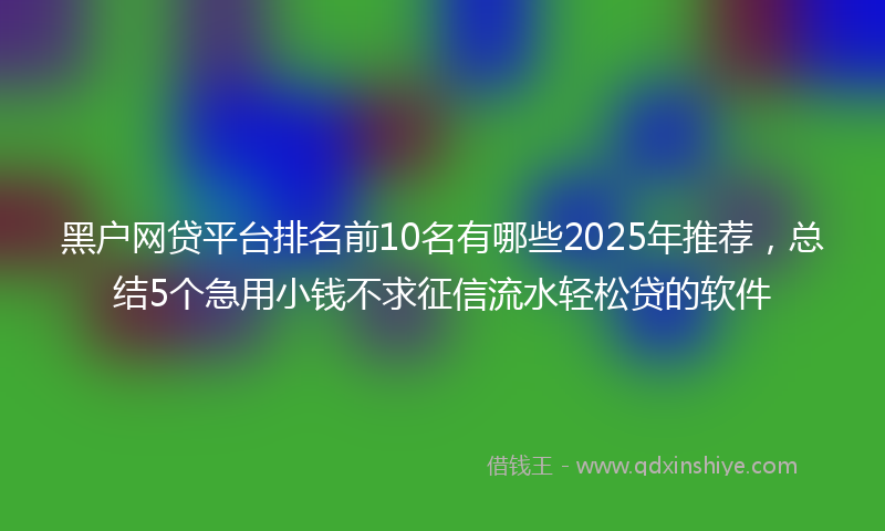 黑户网贷平台排名前10名有哪些2025年推荐，总结5个急用小钱不求征信流水轻松贷的软件
