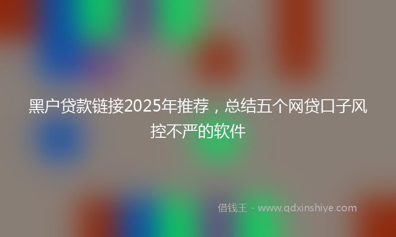 黑户贷款链接2025年推荐，总结五个网贷口子风控不严的软件