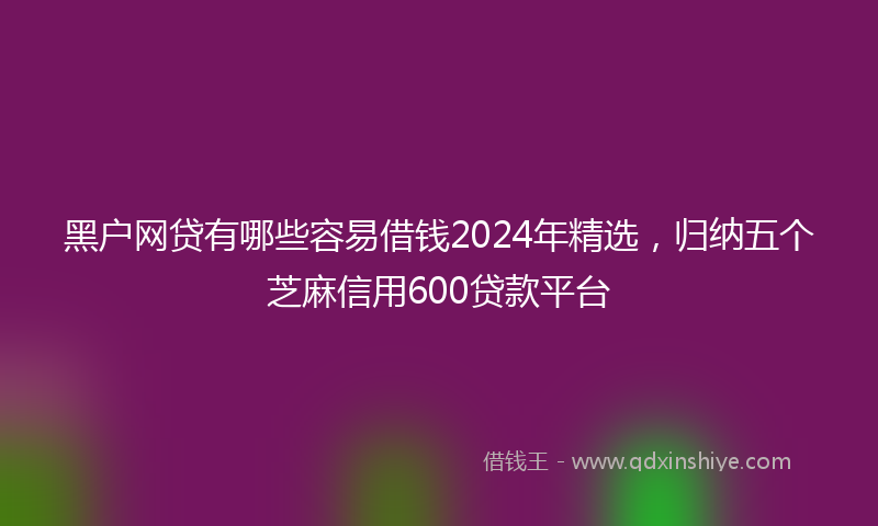 黑户网贷有哪些容易借钱2024年精选，归纳五个芝麻信用600贷款平台