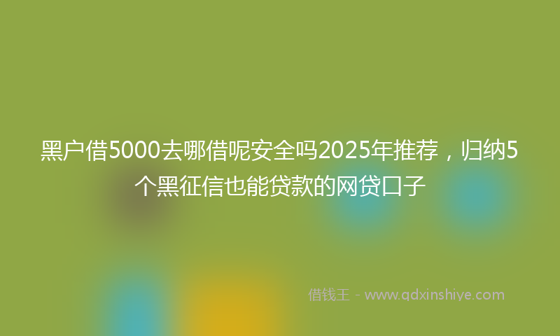 黑户借5000去哪借呢安全吗2025年推荐，归纳5个黑征信也能贷款的网贷口子