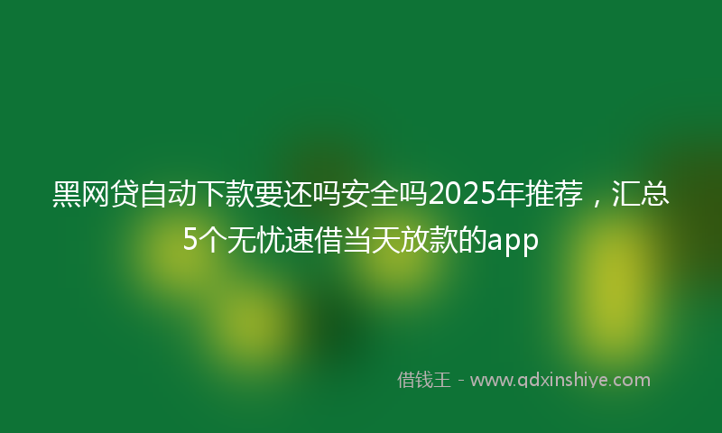 黑网贷自动下款要还吗安全吗2025年推荐，汇总5个无忧速借当天放款的app