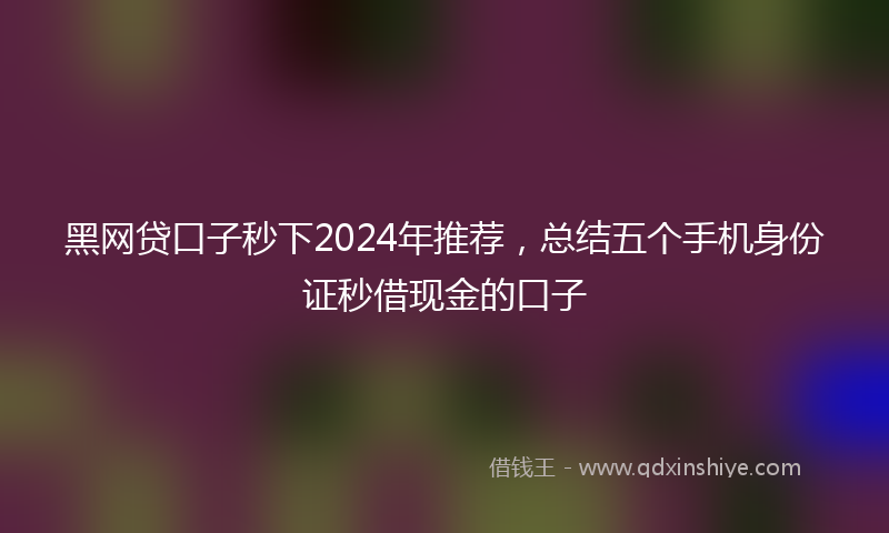 黑网贷口子秒下2024年推荐，总结五个手机身份证秒借现金的口子