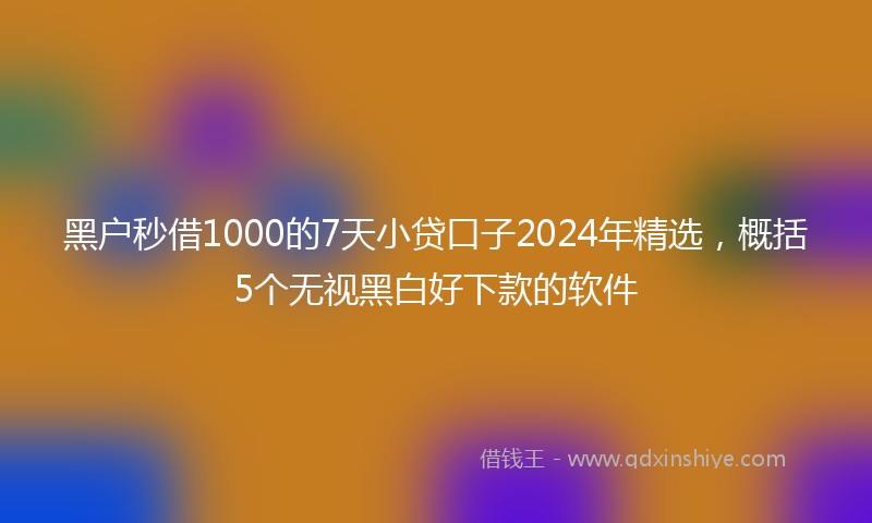 黑户秒借1000的7天小贷口子2024年精选，概括5个无视黑白好下款的软件