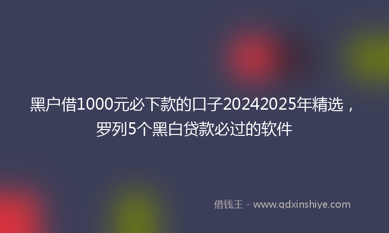 黑户借1000元必下款的口子20242025年精选，罗列5个黑白贷款必过的软件