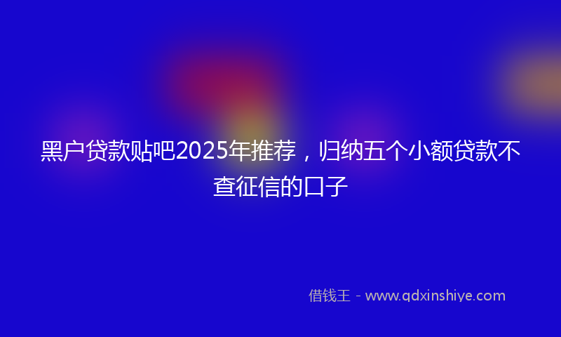 黑户贷款贴吧2025年推荐，归纳五个小额贷款不查征信的口子