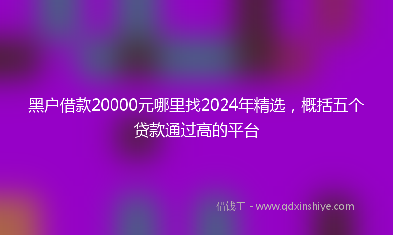 黑户借款20000元哪里找2024年精选，概括五个贷款通过高的平台