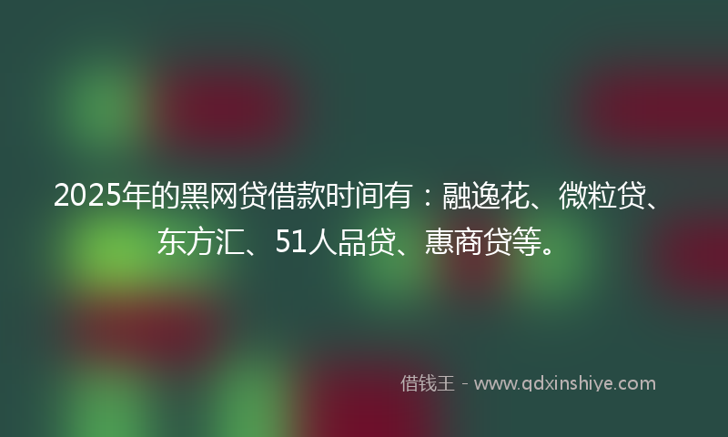 2025年的黑网贷借款时间有：融逸花、微粒贷、东方汇、51人品贷、惠商贷等。