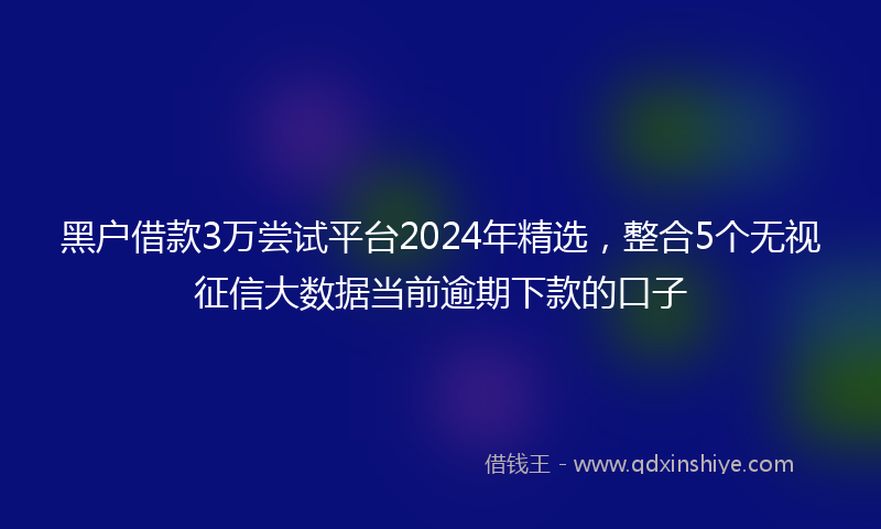 黑户借款3万尝试平台2024年精选，整合5个无视征信大数据当前逾期下款的口子