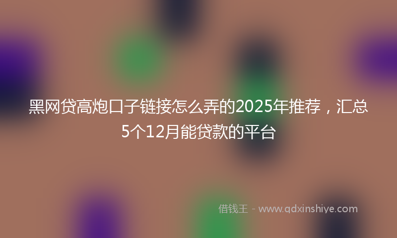 黑网贷高炮口子链接怎么弄的2025年推荐，汇总5个12月能贷款的平台