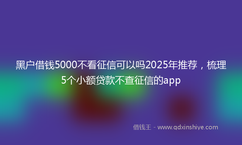 黑户借钱5000不看征信可以吗2025年推荐，梳理5个小额贷款不查征信的app