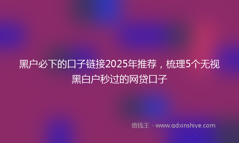 黑户必下的口子链接2025年推荐，梳理5个无视黑白户秒过的网贷口子