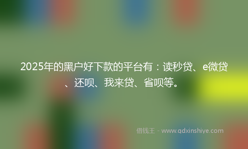 2025年的黑户好下款的平台有：读秒贷、e微贷、还呗、我来贷、省呗等。