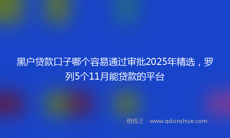 黑户贷款口子哪个容易通过审批2025年精选，罗列5个11月能贷款的平台