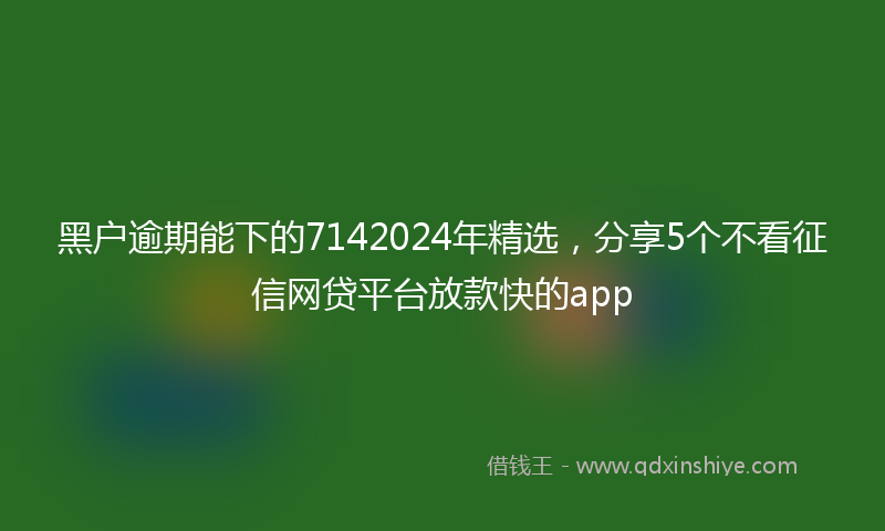 黑户逾期能下的7142024年精选，分享5个不看征信网贷平台放款快的app