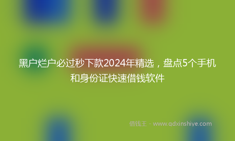 黑户烂户必过秒下款2024年精选，盘点5个手机和身份证快速借钱软件