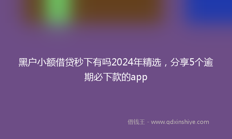 黑户小额借贷秒下有吗2024年精选，分享5个逾期必下款的app