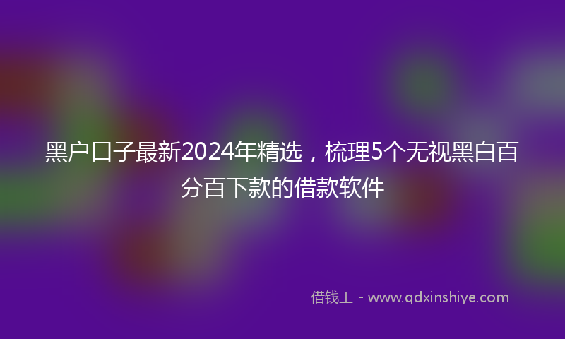 黑户口子最新2024年精选，梳理5个无视黑白百分百下款的借款软件