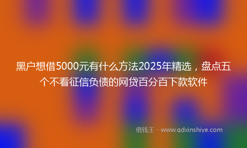 黑户想借5000元有什么方法2025年精选，盘点五个不看征信负债的网贷百分百下款软件