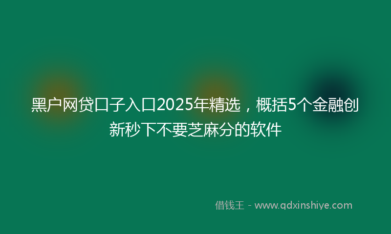 黑户网贷口子入口2025年精选，概括5个金融创新秒下不要芝麻分的软件