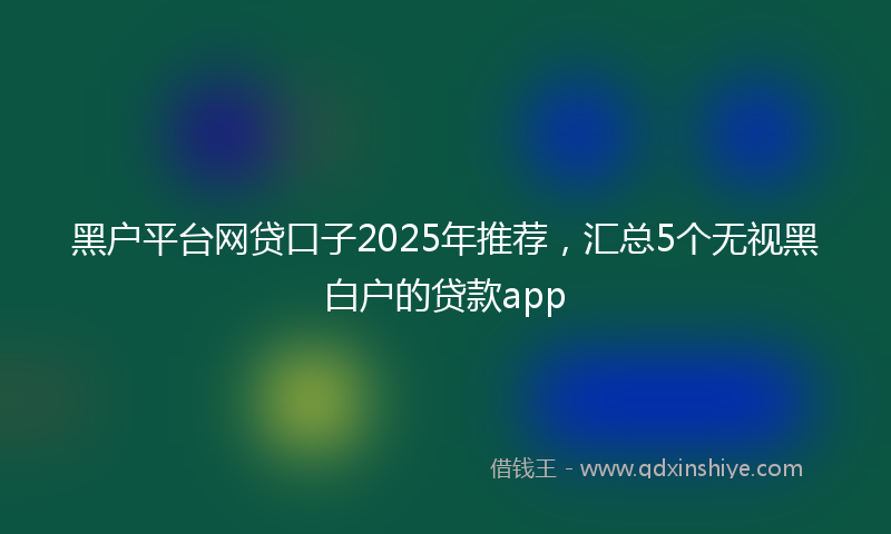 黑户平台网贷口子2025年推荐，汇总5个无视黑白户的贷款app