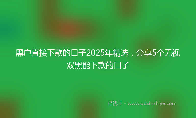 黑户直接下款的口子2025年精选，分享5个无视双黑能下款的口子